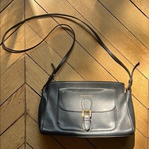 Burberry Black Leather Crossbody Bag with Gold Hardware